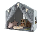 Costway Skin-Friendly Large Play Tent House w/Fabric & Screen Curtains Boys Girls Gift Grey