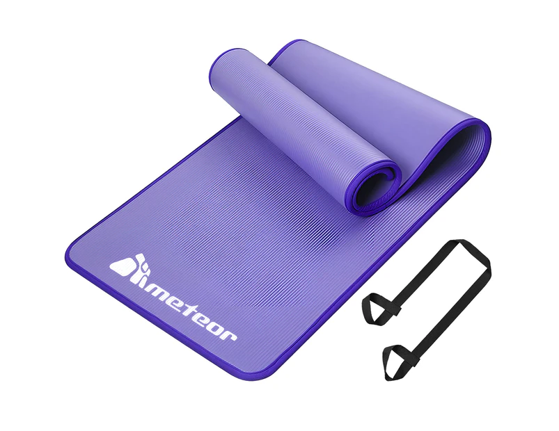 METEOR 183x65cm Non slip Yoga Mat 10mm Thick NBR Yoga Mat Extra Thick Exercise Mat Pilates Mat Workout Mat Gym Mat Purple Catch