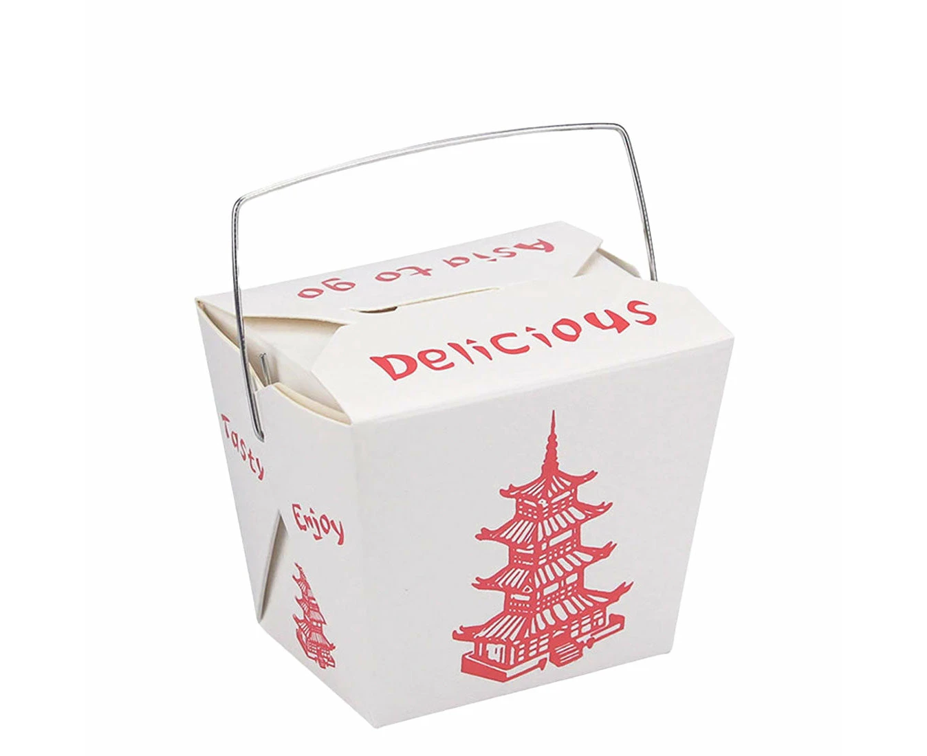 Bulk Packs 50  x 455ML / 16oz White Noodle Box With Metal Handle Tower