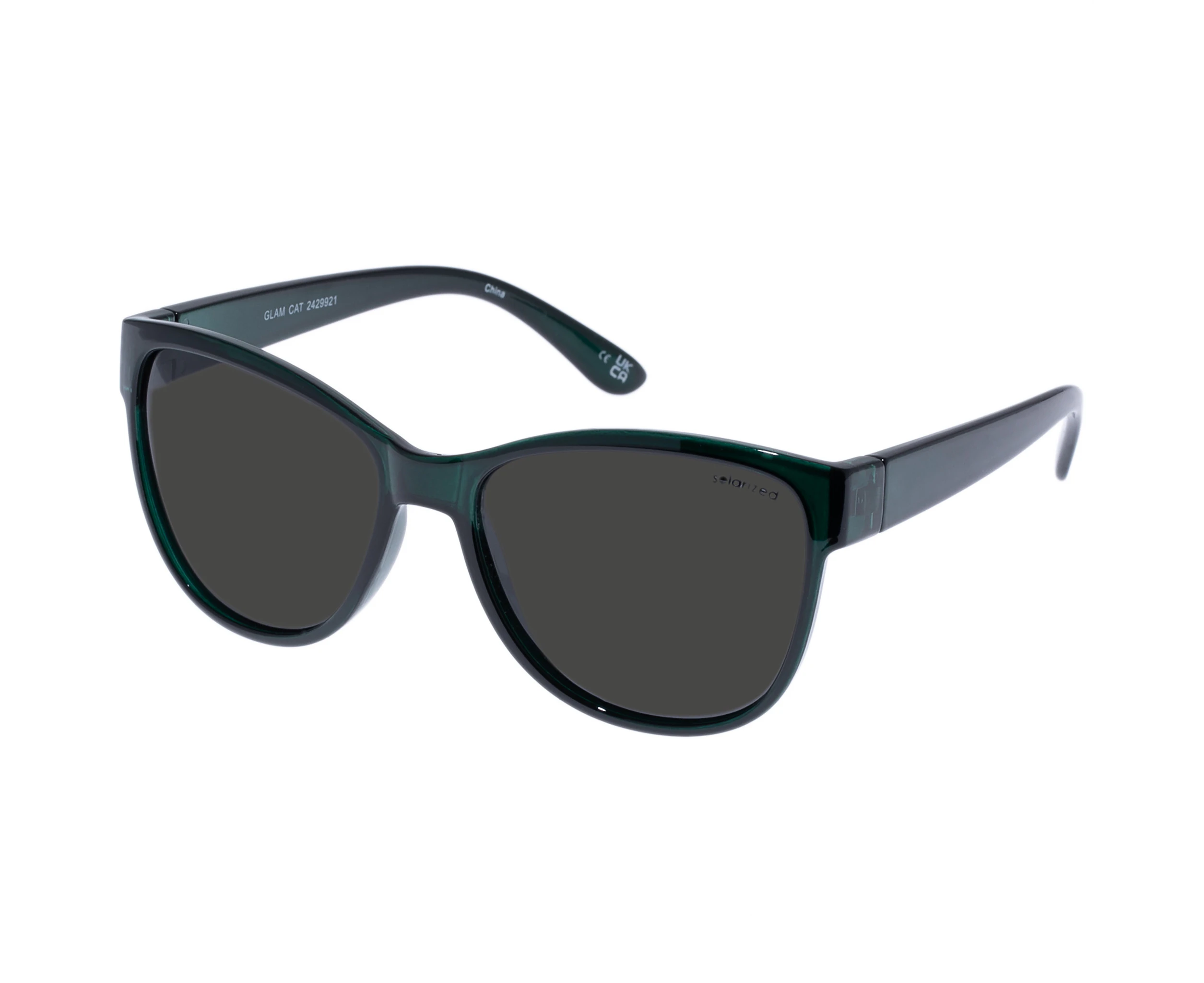 Solarized Female Glam Cat Emerald Cat-Eye Sunglasses