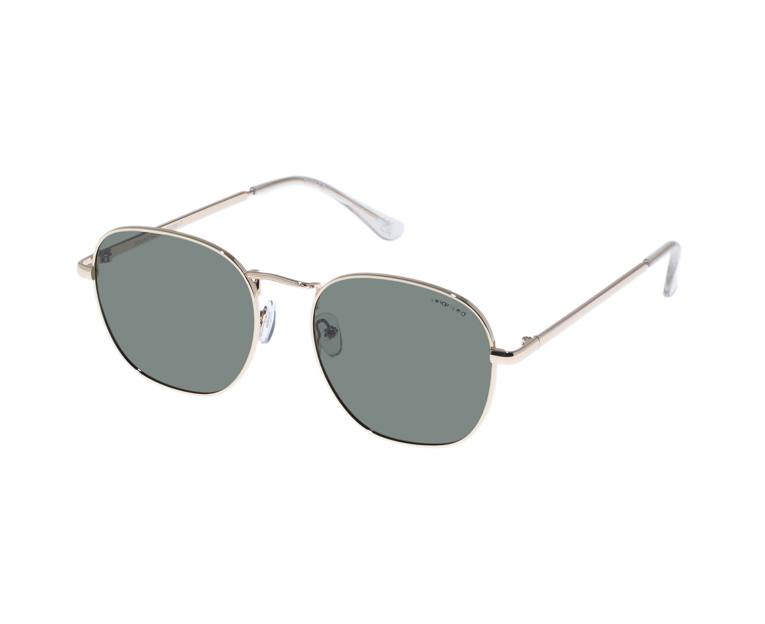 Solarized Uni-Sex Round Metal Gold Round Sunglasses