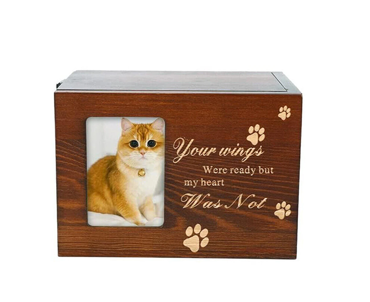 Memorial Pet Urn for Dogs Cats Ashes with Photo Wooden Urn Memory Box Keepsak