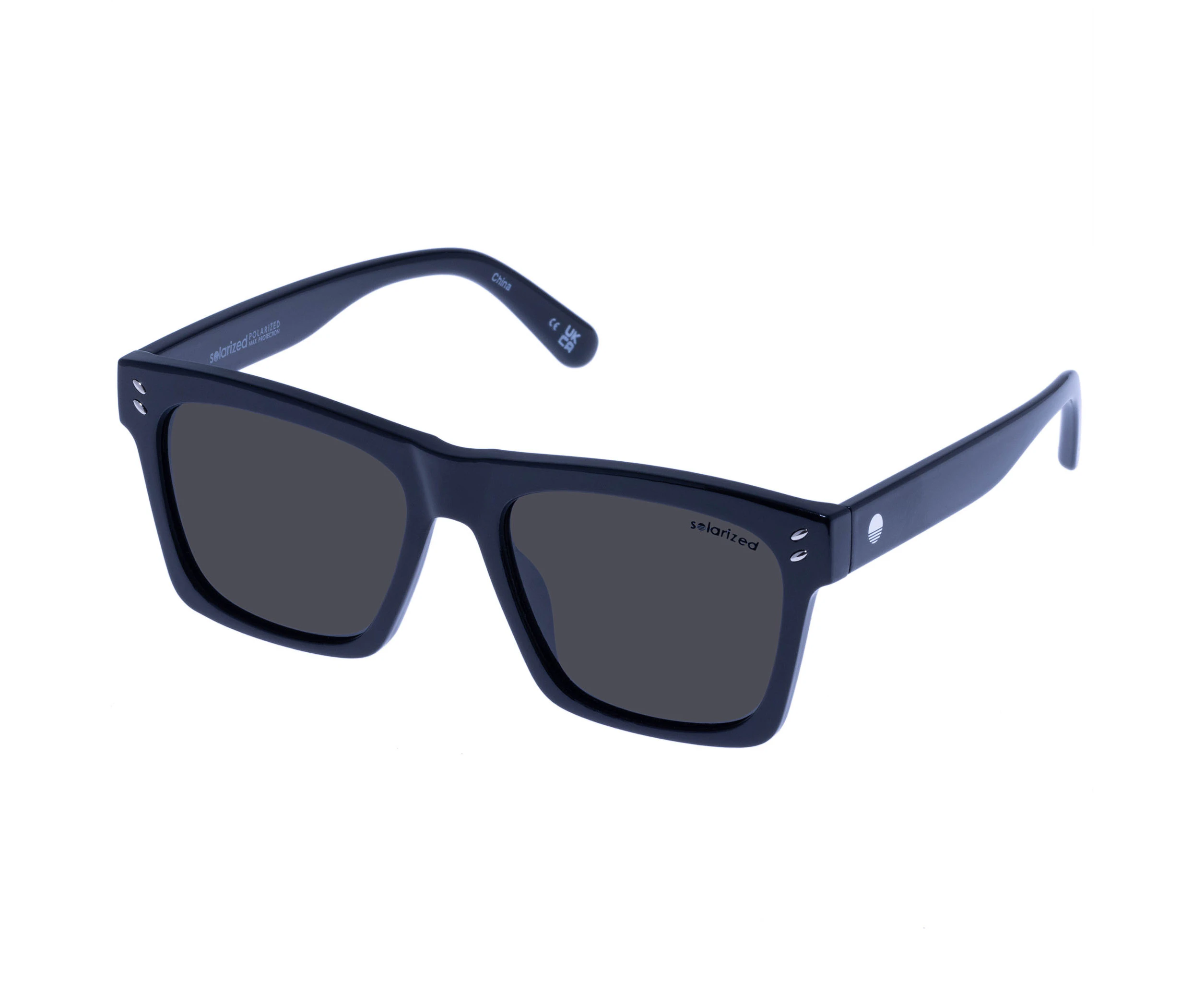 Solarized Male Bold D-Frame Matte Black D-Frame Sunglasses