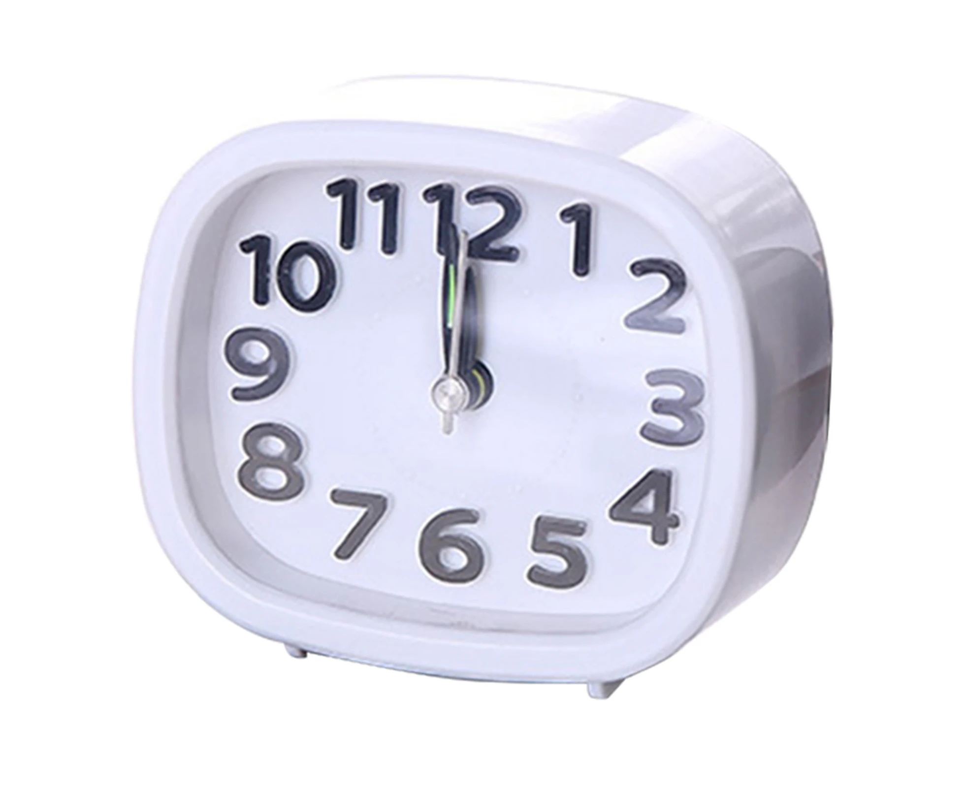 1Pc Mini Simple Alarm Clock Table Silent Desktop Clocks for Home Bedside Decor(Square White)