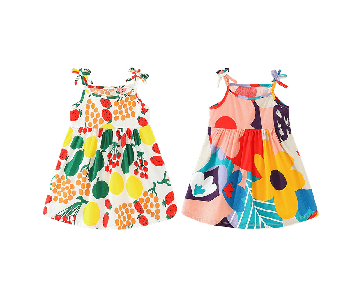 Toddler Kids Girls Summer Dress Sling Floral Casual Dress Girls Party Dress Sleeveless, Beach Summer Dress,130Cm