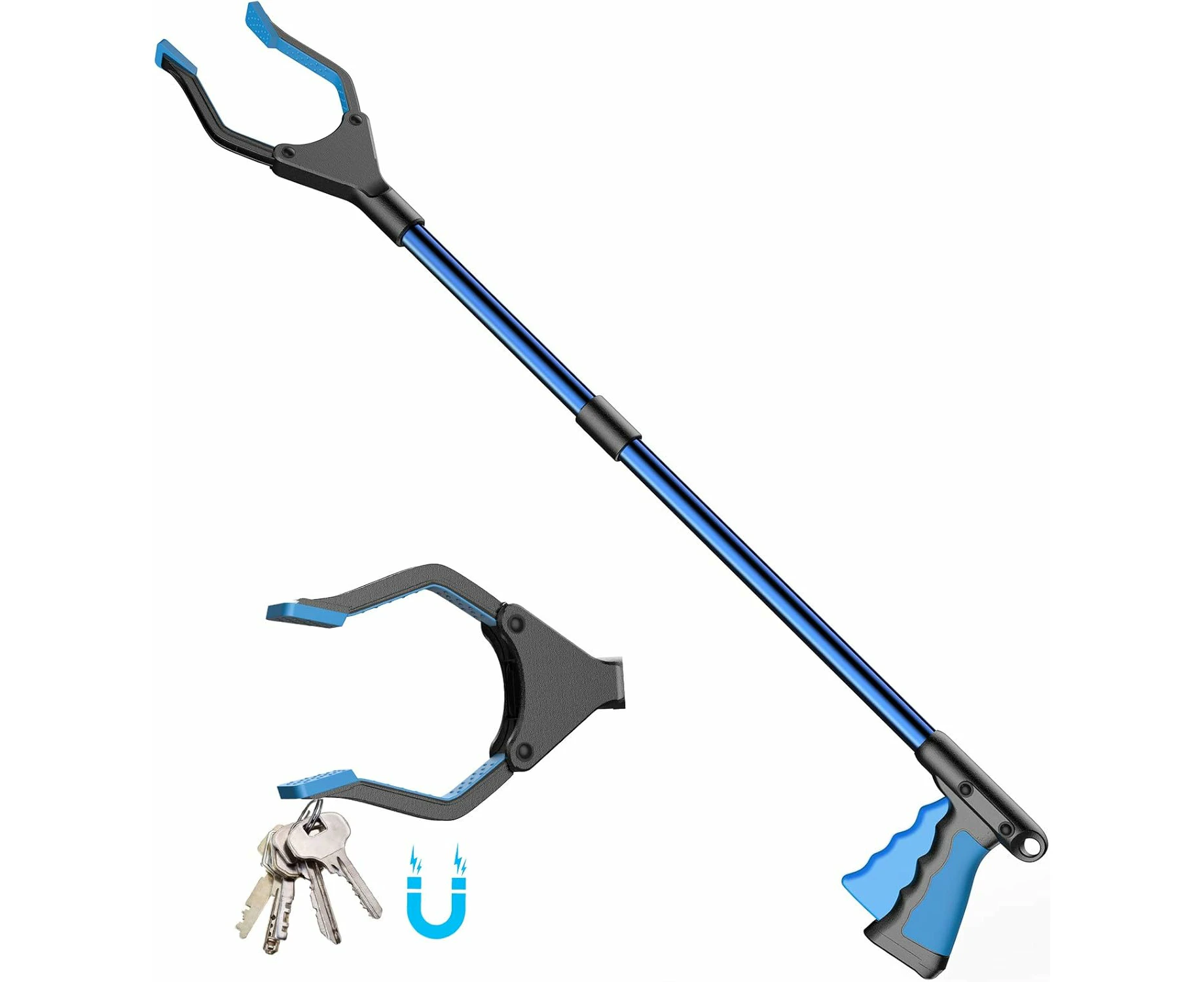 Pickup Tools，Telescopic Grapple，Trash Grab, 81Cm Long Grab Stick With Strong Magnetic Tip Handle, 90° Rotatable Lightweight Head For Garbage