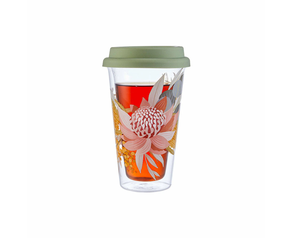 Alex Liddy  Banksia Double Walled Glass Travel Mug 350ml