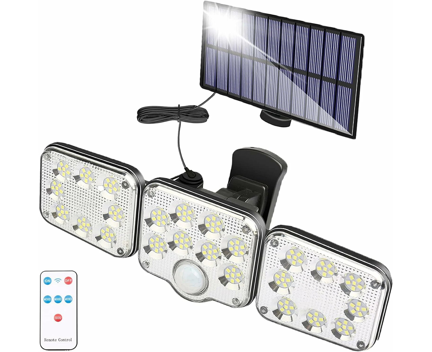 Outdoor Solar Flood Light, 138 Led 2200Lm With Remote Control, Ip65 Waterproof, 3 Adjustable S, 270° Wide Angle, Wireless Security Light For Garage Patio P