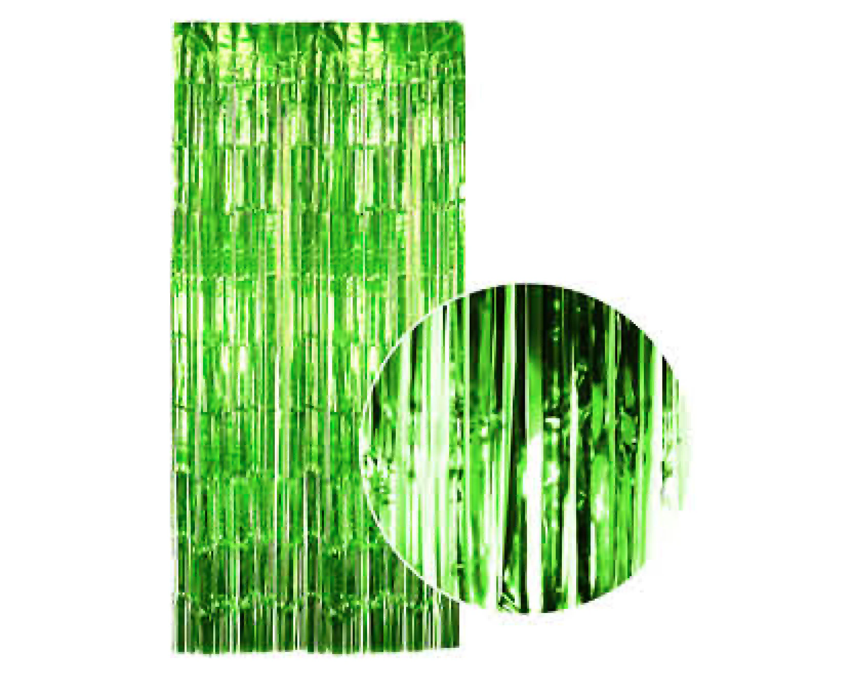 Tinsel Curtain Foil Metallic Fringe Backdrop Party Door Decorations - (200cm x 100cm) - Green