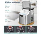 Costway 20kg 3.2L Stainless Ice Maker Portable Ice Cube Commercial Machine Self-Cleaning 24H for Home Silver