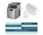 Costway 20kg 3.2L Stainless Ice Maker Portable Ice Cube Commercial Machine Self-Cleaning 24H for Home Silver