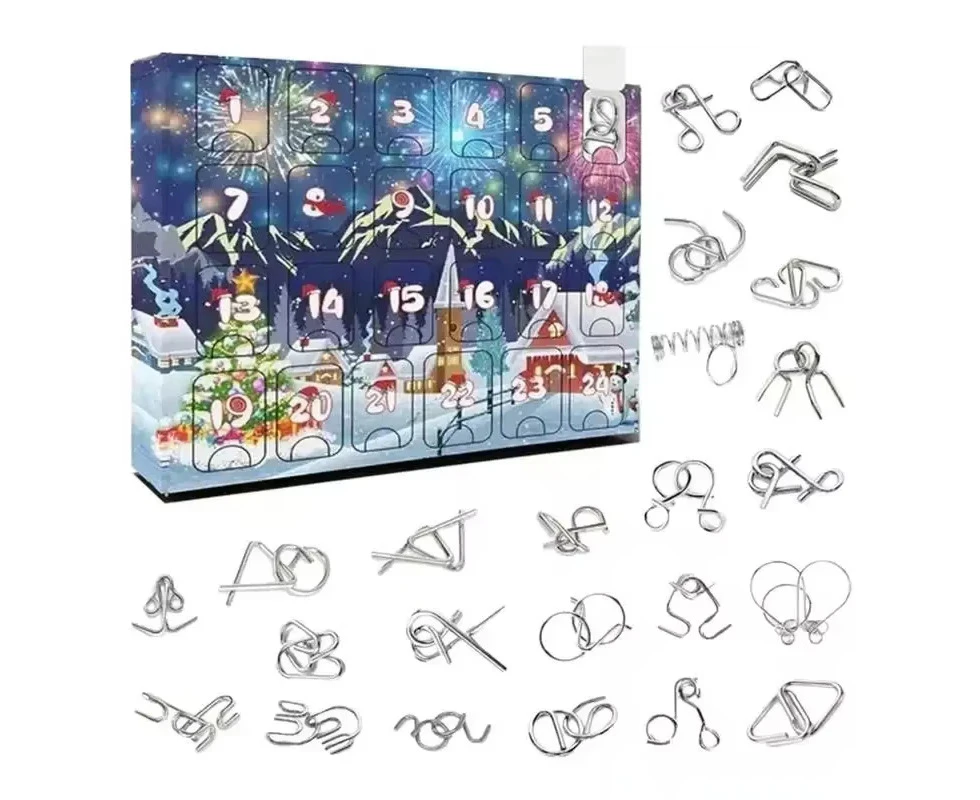 2025 Metal Puzzle Toy Advent Calendar Kit 24 Days Christmas Advent Calendar Christmas Gift for Kids Teens Countdown Calendar