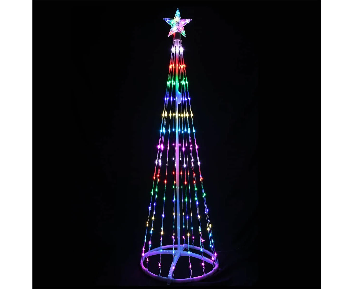 120CM DIY Outdoor Christmas Trees Cone 106 LED Christmas Tree with Star Topper Lights Holiday Yard Decor