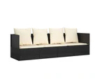 Outdoor Lounge Bed with Cushions Black Poly Rattan