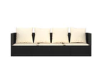 Outdoor Lounge Bed with Cushions Black Poly Rattan