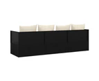 Outdoor Lounge Bed with Cushions Black Poly Rattan