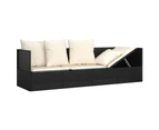 Outdoor Lounge Bed with Cushions Black Poly Rattan