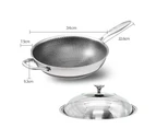 316 Stainless Steel Non-Stick Stir Fry Cooking Kitchen Wok Pan Honeycomb Double Sided