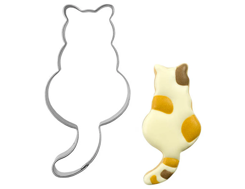 Long tail Cat fondant cookie mold Cute Cat Cat icing cookie dough baking cake base press mold cover impression