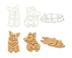 3Pcs/Set Cute Corgi Biscuit Mold Plastic Funny Dog Shaped Cutters Biscuit Baking Tool for Kids Hand DIY Mold