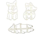 3Pcs/Set Cute Corgi Biscuit Mold Plastic Funny Dog Shaped Cutters Biscuit Baking Tool for Kids Hand DIY Mold