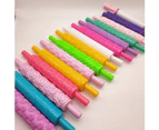 Plastic Non Stick Fondant Rolling Pin Tool Portable Embossed Rolling Pin Fondant Pastry Cake Decorating Tool