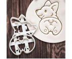 3Pcs/Set Cute Corgi Biscuit Mold Plastic Funny Dog Shaped Cutters Biscuit Baking Tool for Kids Hand DIY Mold