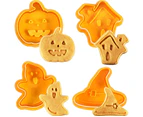 4pcs/set Halloween Mould Biscuit Stamp 3D  Plunger Cutter DIY Baking Mould Cutters For Kitchen Tools