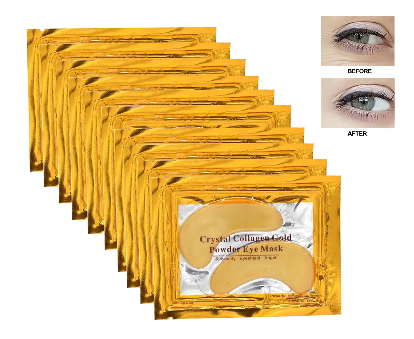 20pcs Gold Gel Anti-Wrinkle Dark Circle Collagen Under Eye Patches Pad Mask