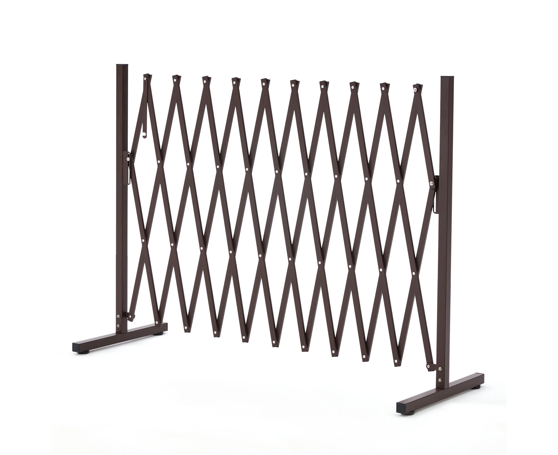 Garden Fence Gate Security Expandable Baby Dog Barrier Indoor Outdoor Brown