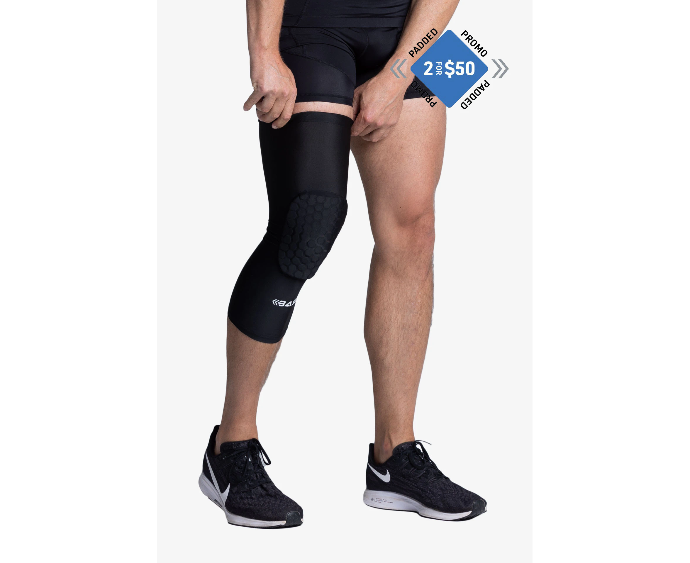 BASE Core 'Square' Padded Knee Guard (Single) - Black