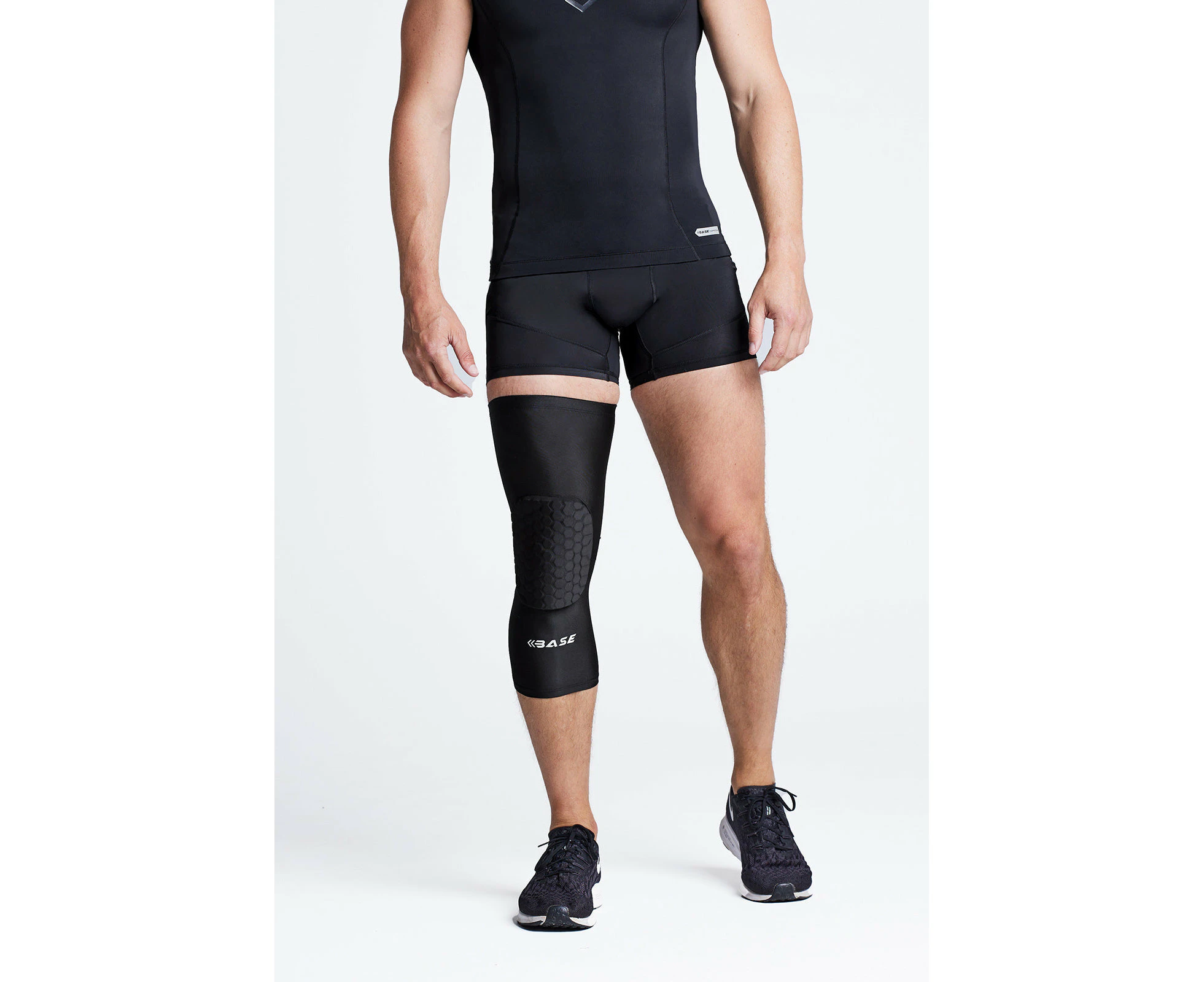 BASE Core 'Square' Padded Knee Guard (Single) - Black