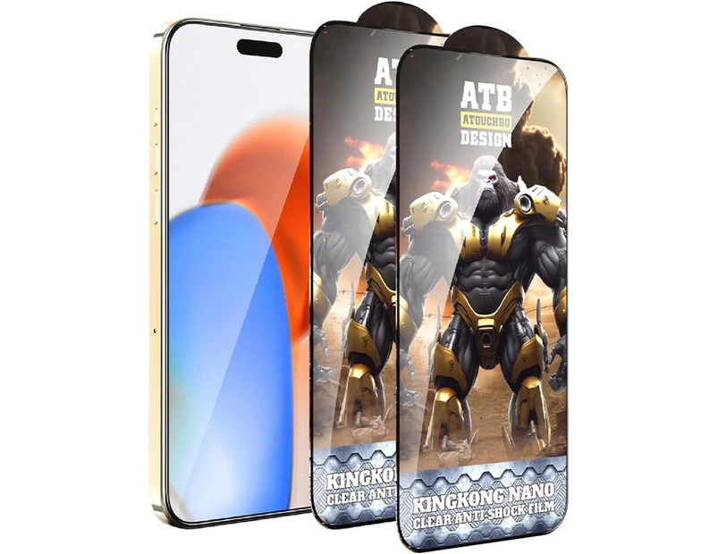 2 PCS ATB King Kong Series Flexible Ceramic Nano Glass Film HD Clear Screen Protector for iPhone 15 Pro Max