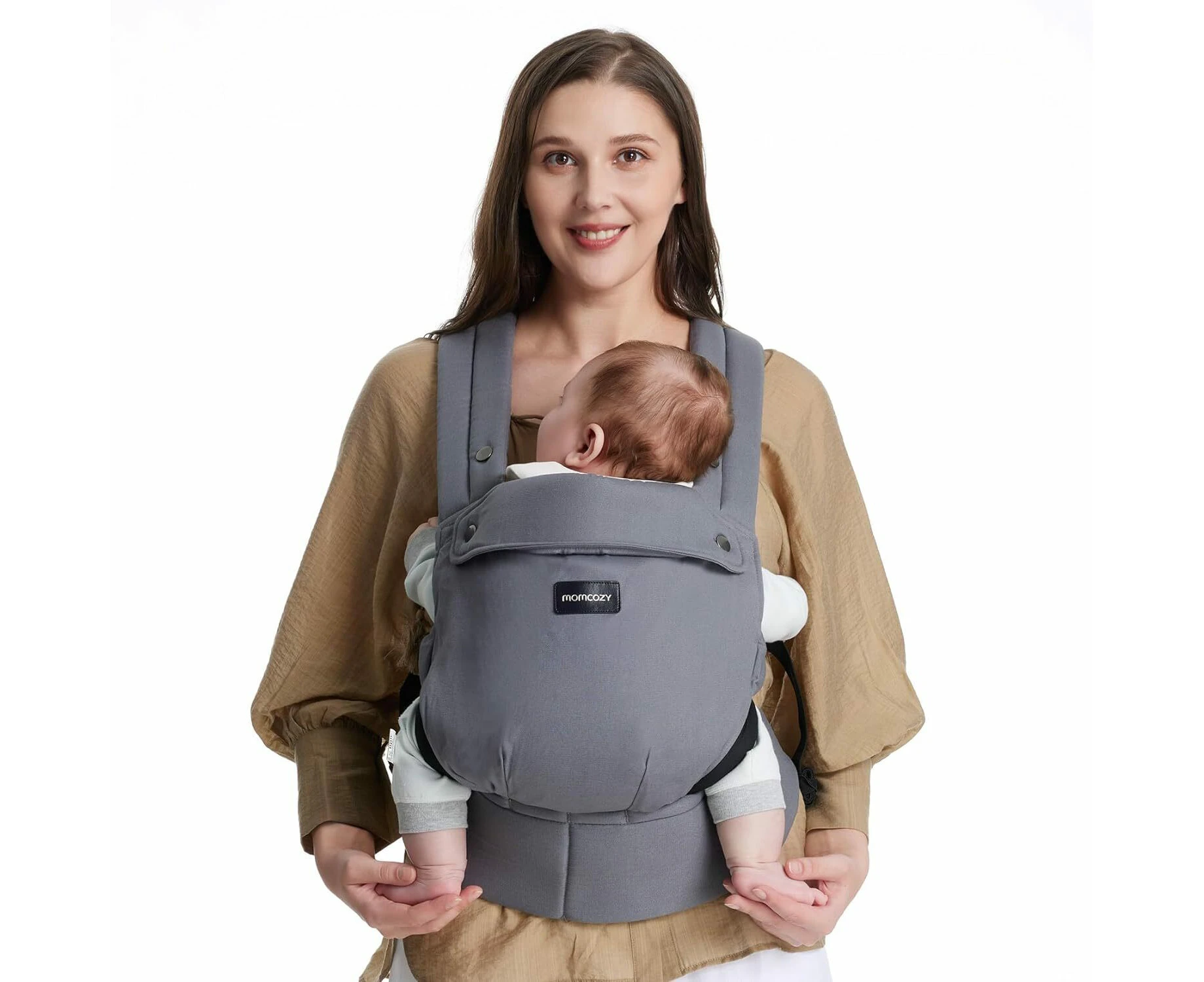 Baby Carrier Newborn to Toddler - Ergonomic, Cozy and Lightweight Infant Carrier for 7-44lbs, Effortless to Put On, Ideal for Hands-Free Parenting Grey