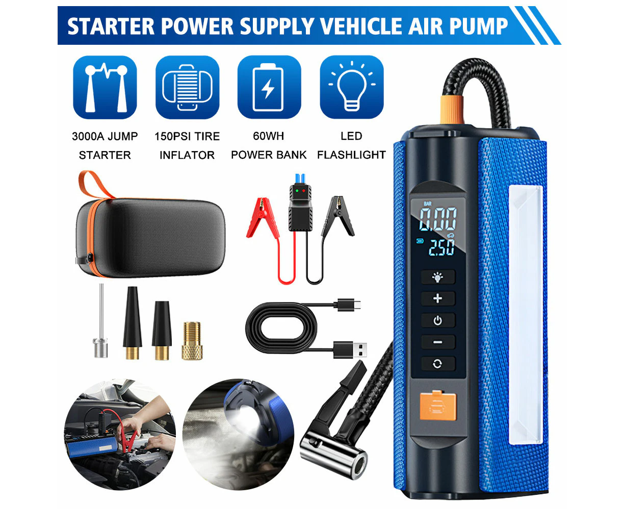 1000A Car Jump Starter Battery Booster Charger 10000mAh PowerBank With 150PSI Air Compressor