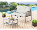 ALFORDSON 2PCS Outdoor Lounge Sofa Set Wicker Furniture Table and Chairs Garden Beige