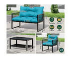 ALFORDSON 4PCS Outdoor Furniture Lounge Sofa Set Wicker Furniture Table and Chairs Garden Blue