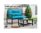 ALFORDSON 4PCS Outdoor Furniture Lounge Sofa Set Wicker Furniture Table and Chairs Garden Blue