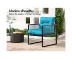 ALFORDSON 4PCS Outdoor Furniture Lounge Sofa Set Wicker Furniture Table and Chairs Garden Blue