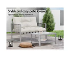 ALFORDSON 2PCS Outdoor Lounge Sofa Set Wicker Furniture Table and Chairs Garden Beige