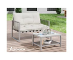 ALFORDSON 2PCS Outdoor Lounge Sofa Set Wicker Furniture Table and Chairs Garden Beige