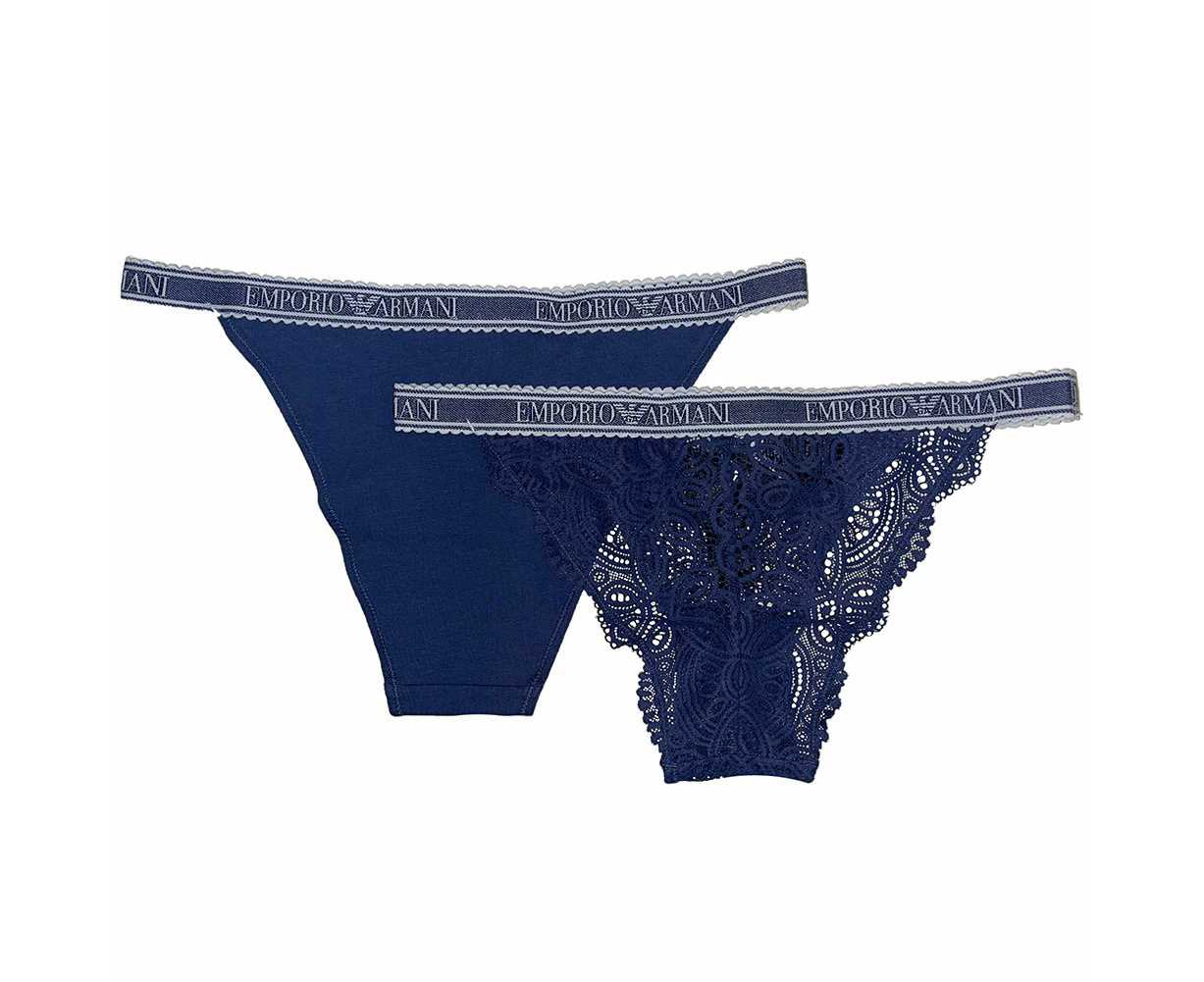 Emporio Armani Lace Brazilian Thong 2-Pack 164567 Blue