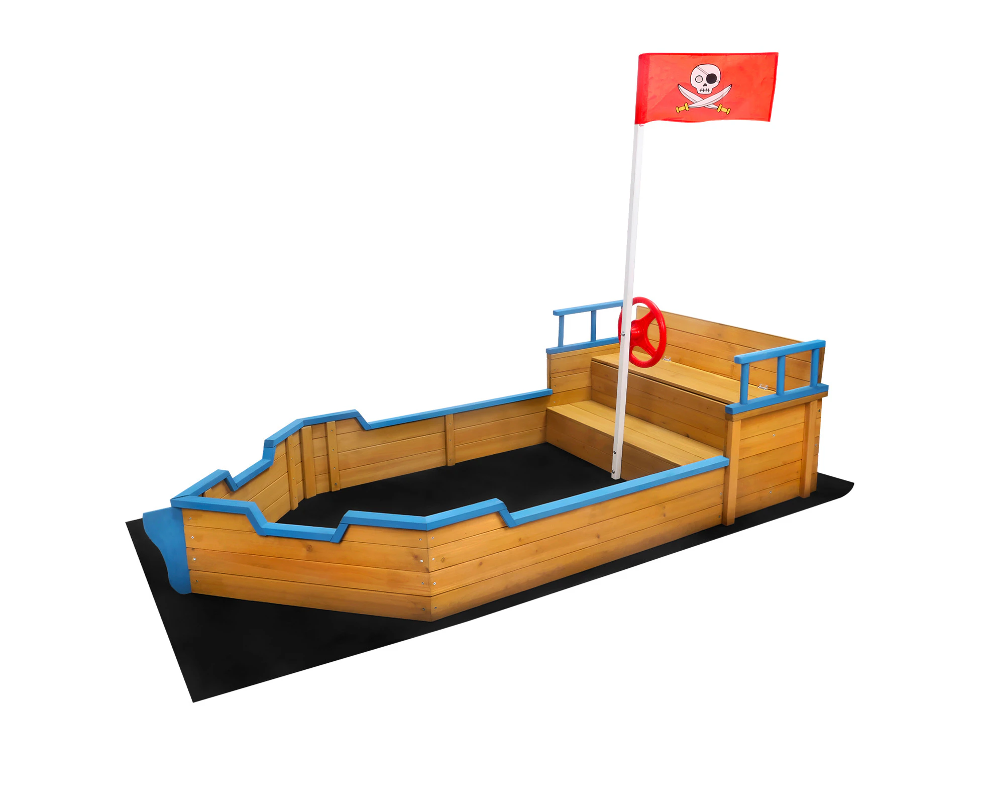 Tubby Wooden Boat Sand Pit Kids Sandpit Outdoor Play Sandbox with Storage