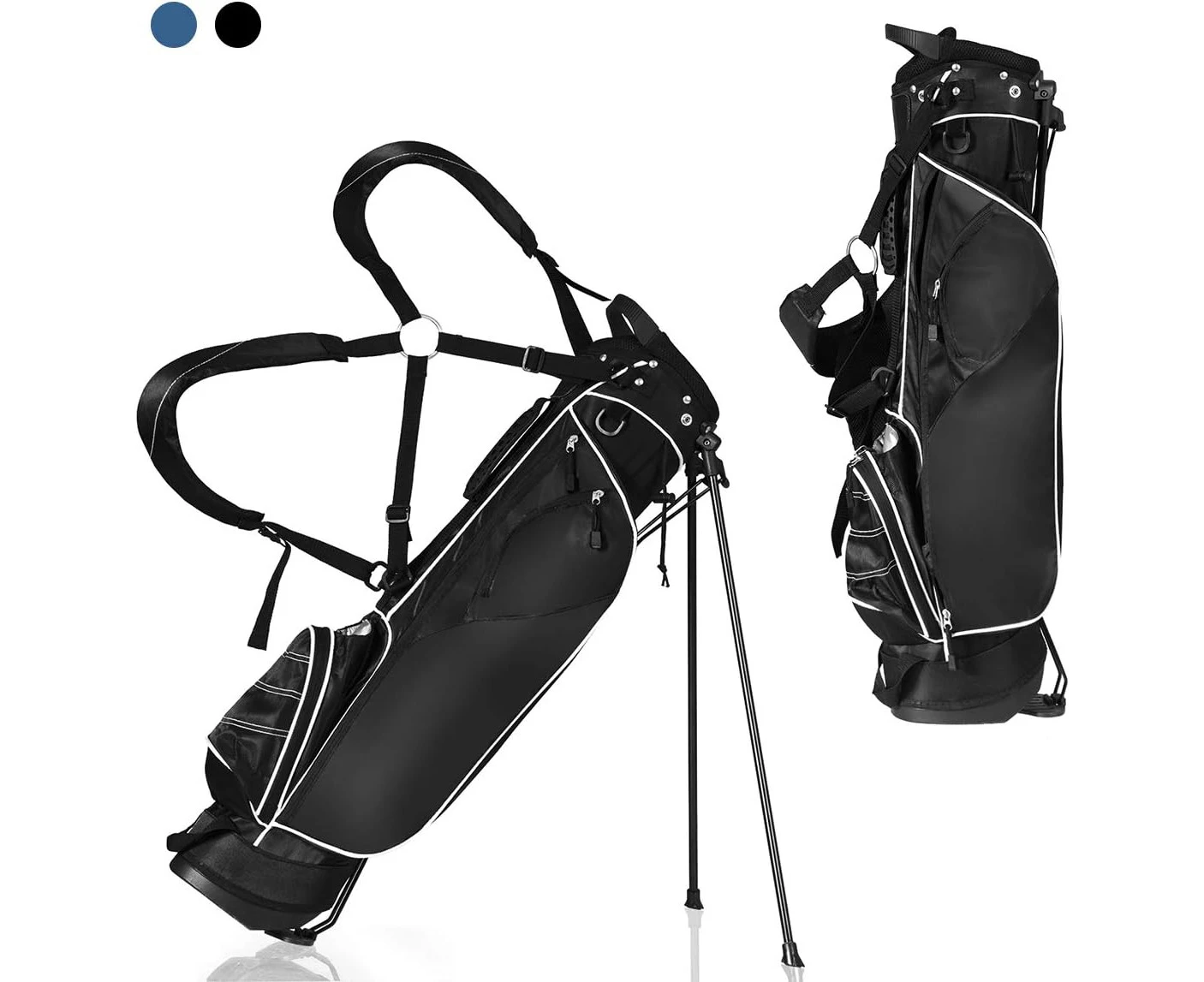 Costway Black Golf Stand Bag Club w/4 Way Divider Cart Bag Travel Bag Light Weight Executive Course