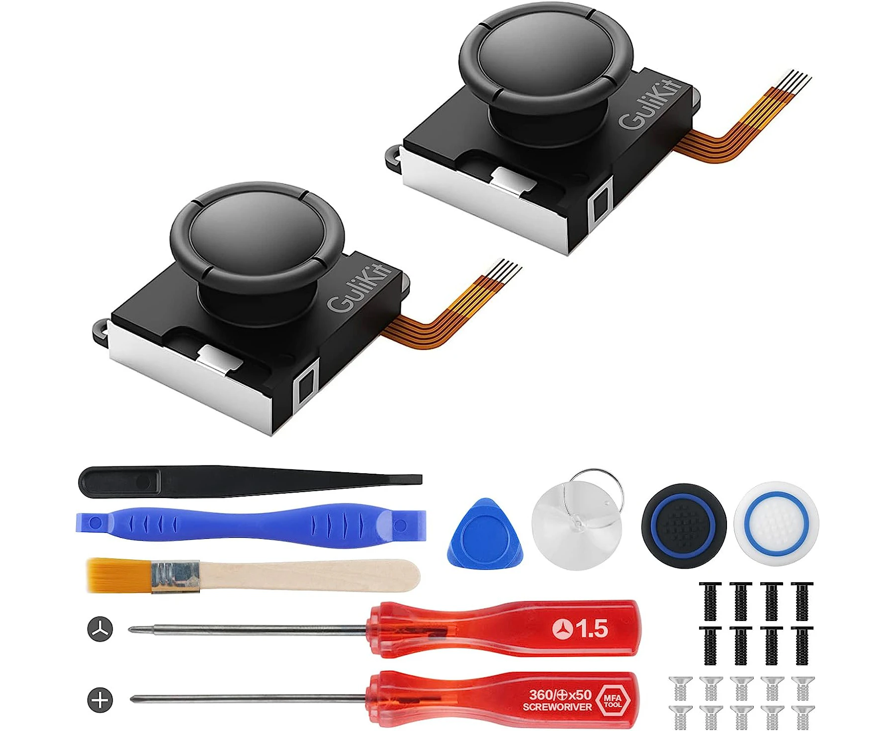 GuliKit Switch Joystick Replacement, Hall Effect Joystick, No Drift, Hall Joystick for Switch Joycon, Switch OLED & Switch Lite with Repair Kit (2 pairs)