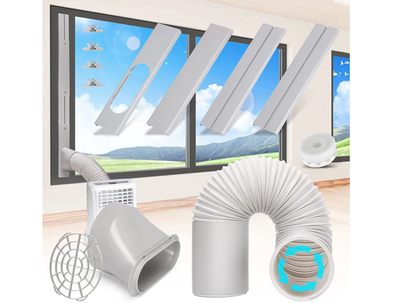 Kerykwan Portable Air Conditioner Window Door Kit with 5.9” Exhaust Hose Adjustable AC Vent Kit for Ducting Universal AC Seal Panel for Horizontal&Vertical