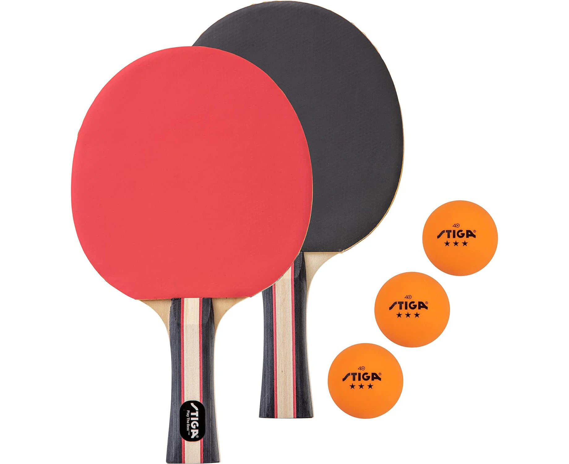 STIGA Performance 2 Player Ping Pong Set – 2 Table Tennis Rackets, 3 – 3 Star Orange Balls Included