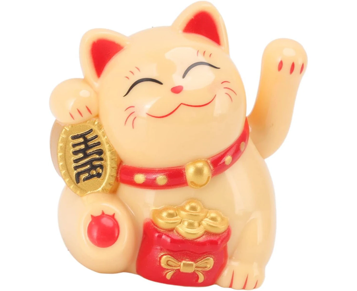 Maneki Neko Lucky Fengshui Cat, Fortune Welcoming Waving Arm Cat Wealth Fortune Cat Feng Shui Decor for Home Office Display, Car Decor, Feng Shui Decoratio