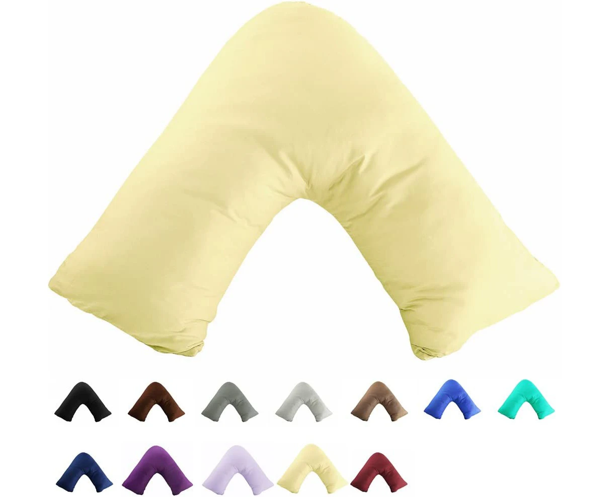 Gyulin 100% Cotton 300TC Soild Envelope Style V Shaped/Tri/Boomerang Standard Pillow Case Cushion Cover Only Cover No Insert (Ivory Yellow)