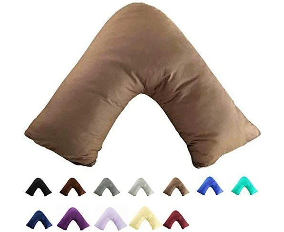 Gyulin 100% Cotton 300TC Soild Envelope Style V Shaped/Tri/Boomerang Standard Pillow Case Cushion Cover Only Cover No Insert (Khaki)